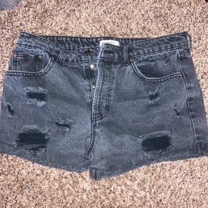 black jean shorts